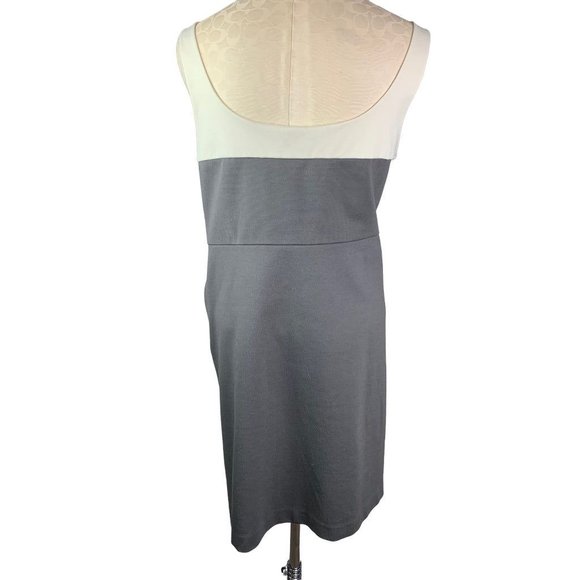 XL Old Navy Women's Sheath Dress Sleeveless Gray Ponte Knit Cream Trim - Picture 3 of 6